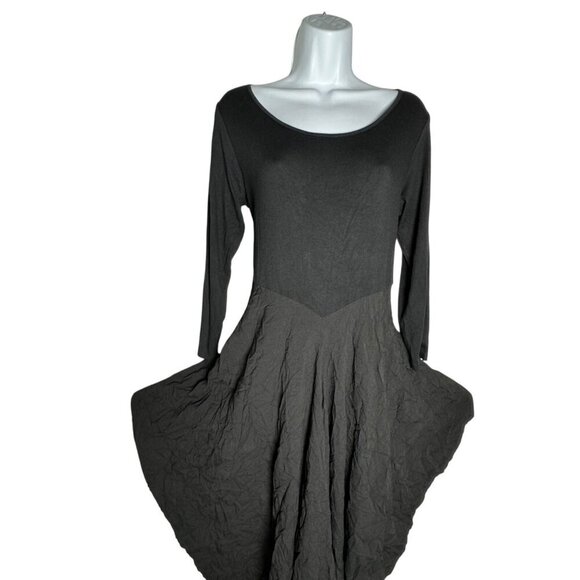 COMFY USA Size Medium Midi Dress  Balloon Crinkled Hem artsy Lagenlook - Picture 4 of 8